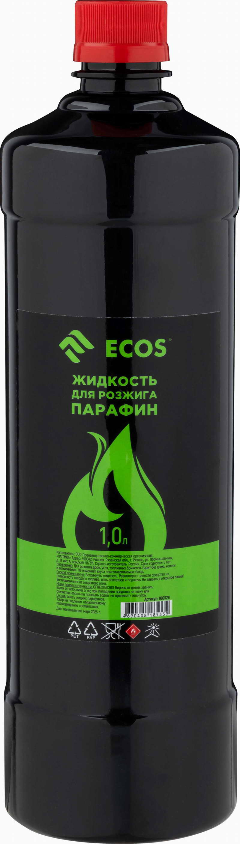 картинка Жидкость для розжига парафин Ecos 1,0л от магазина GUTER MARKET 