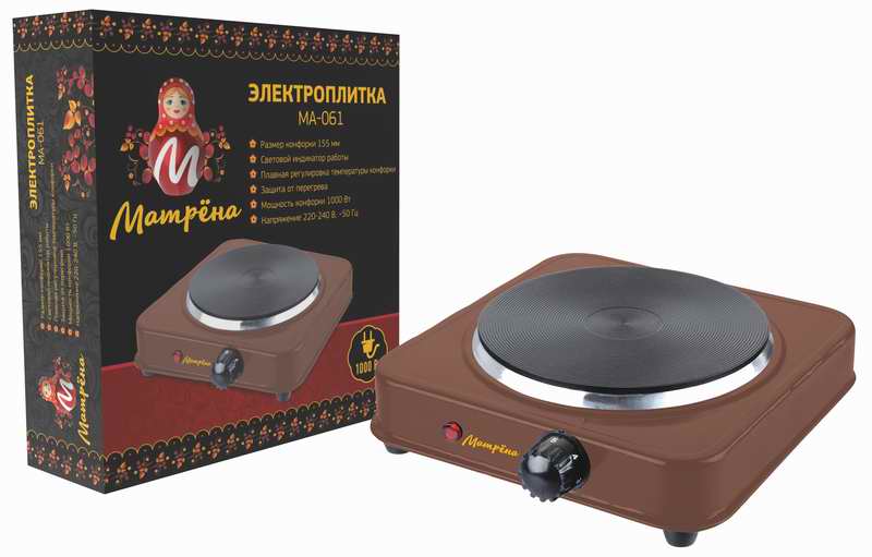 картинка Электроплитка Матрёна МА-061, коричневый, блин от магазина GUTER MARKET 